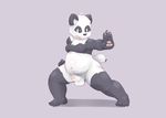  anthro balls barefoot bear cub erection fighting_stance hi_res humanoid_penis lambent male mammal moobs navel nipples nude open_mouth overweight panda partially_retracted_foreskin penis plantigrade solo uncut young 