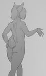  2016 absurd_res anthro big_butt bunnybutts_(artist) butt claws fur girly hair hi_res invalid_tag lagomorph looking_away male mammal monochrome nude rabbit raised_arm simple_background sketch small_tail solo standing thick_thighs voluptuous wide_hips 