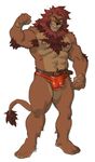  abs anthro barazoku barefoot belt big_muscles bulge clothed clothing feline flexing front_view full-length_portrait hairy lion male mammal muscular nipples pecs plantigrade portrait rossciaco sketch solo standing thong topless 