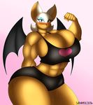  2016 absurd_res anthro bat big_breasts blush breasts cleavage clothed clothing female hi_res huge_breasts mammal muscular muscular_female rouge_the_bat smile solo sonic_(series) supersonicrulaa 