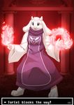  2016 anthro barefoot boss_monster caprine clothed clothing crying english_text female fire fully_clothed furryratchet goat horn magic mammal solo standing tears text toriel undertale video_games 