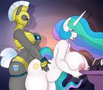  2016 5_fingers abs anthro anthrofied areola armor bent_over big_breasts breasts cleavage clothed clothing cutie_mark dildo duo ear_piercing earth_pony equine erect_nipples eyes_closed feathers female female/female fingerless_gloves friendship_is_magic from_behind_position gloves grey_skin hair horn horse huge_breasts long_hair looking_back loose_feather mammal multicolored_hair muscular muscular_female my_little_pony navel nipples nude penetration piercing pony princess_celestia_(mlp) purple_eyes quill raised_tail royal_guard_(mlp) scroll sex sex_toy slightly_chubby somescrub standing strapon thick_thighs three_tone_hair tongue tongue_out unconvincing_armor unicorn white_skin 