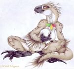  absurd_res anthro areola black_nipples breasts brown_eyes caleb_magness claws dinosaur esi_sharpclaw feathers female hi_res hindpaw holding_breast jewelry looking_at_viewer necklace nipples nude paws pussy raptor sharp_teeth sitting solo spread_legs spreading teeth theropod toe_claws tongue tongue_out 