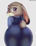  abusesoft anthro big_butt butt colored disney duo female hi_res judy_hopps lagomorph looking_at_viewer looking_back mammal police rabbit short_stack simple_background solo_focus wide_hips zootopia 