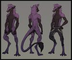  animal_genitalia balls black_fur claws clothed clothing fur hair lethal_doors male model_sheet multicolored_fur nude pants partially_clothed purple_fur purple_hair ra&#039;aseer red_eyes sergal sheath solo standing toe_claws topless two_tone_fur 