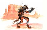  2016 ambiguous_gender anthro black_eyes black_fur brown_body brown_fur brown_sclera canine cliff dog fighting_stance fur glowing kenket laika mammal oxygen_tank ranged_weapon raygun russian science_fiction side_view simple_background sketch solo soviet_union spacesuit star weapon white_background white_fur 