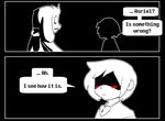  2016 asriel_dreemurr black_and_white boss_monster caprine chara_(undertale) clothed clothing comic creepy dialogue english_text fatz_geronimo friends human locket long_ears male mammal monochrome rosy_cheeks scared sweater tears text undertale video_games 