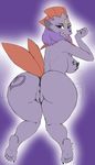  anthro big_butt breasts butt female hair ipan looking_back melissa_(aj_the_flygon) nintendo pok&eacute;mon presenting purple_hair pussy red_eyes solo soulteam tattoo video_games weavile wide_hips 