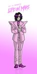  absurd_res black_hair clothed clothing crossover david_bowie gloves hair hair_over_eye hi_res humanoid larger_version_at_source looking_at_viewer machine male mettaton mrgwynplaine necktie portrait reflection robot smile solo standing suit undertale video_games 