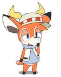  2015 alpha_channel animal_crossing anthro beau_(animal_crossing) blue_eyes bottomless cervine clothed clothing deer hat horn male mammal nintendo open_mouth solo spcrossing video_games 