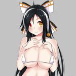  @ichigo ara_haan big_breasts bikini blush breasts cleavage clothed clothing elsword female grey_background heterochromia huge_breasts human mammal not_furry red_eyes simple_background skimpy solo swimsuit yellow_eyes 