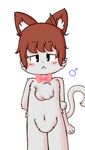  anthro black_eyes blush brown_hair cat feline fur grey_fur hair looking_at_viewer male mammal pink_bow simple_background solo ultramanultrax 