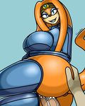  big_breasts big_butt blue_background blue_eyes blue_lipstick breasts butt canastus clothing crown duo female grope half_naked human interspecies_sex male mammal penetration rubber simple_background skinsuit sonic_(series) sonic_adventure tiara tight_clothing tikal_the_echidna vaginal vaginal_penetration video_games zero_suit 