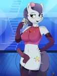  2016 animal_genitalia animal_penis anthro anthrofied balls big_breasts blue_eyes blue_hair blush breasts clothing coloratura_(mlp) cutie_mark dickgirl ear_piercing earth_pony elbow_gloves equine equine_penis fingerless_gloves flower flower_in_hair friendship_is_magic gloves hair hand_on_hip hi_res holding_object horse intersex legwear mammal microphone my_little_pony navel open_mouth penis piercing plant pony solo thigh_highs xorza 