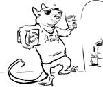  2016 alcohol anthro beer beverage clothing college eyewear food fraternity fur glasses happy male mammal monochrome mouse open_mouth party party_mouse_(character) rodent school shirt solo sunglasses unknown_artist 