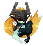  breasts featureless_breasts featureless_crotch female hair helmet hi_res humanoid midna nintendo not_furry orange_hair red_eyes simple_background smile solo sssonic2 the_legend_of_zelda twili twilight_princess video_games white_background yellow_sclera 