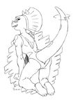  absurd_res bone_frill butt camel_toe clothing dinosaur female headband hi_res horn kung_fu_dino_posse lucy reptile scalie shoxxe solo swimsuit triceratops 