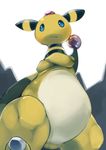  ampharos crossed_arms featureless_crotch front_view looking_at_viewer low-angle_view nintendo nude o_o pok&eacute;mon slightly_chubby video_games yatosuke 
