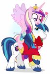  &lt;3 blue_hair clothed clothing cutie_mark digital_media_(artwork) dm29 duo equine female feral flower friendship_is_magic fur gift hair horn male mammal multicolored_hair my_little_pony plant princess_cadance_(mlp) riding rose shining_armor_(mlp) two_tone_hair unicorn winged_unicorn wings 