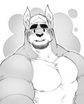  2015 anthro baker_(kokuhane) biceps big_muscles canine dog drunk facial_hair fur kokuhane looking_at_viewer male mammal muscular muscular_male solo 