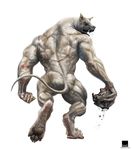  2015 4_toes angry biceps big_feet big_muscles blood butt canine claws detailed digital_media_(artwork) digitigrade fangs fist full-length_portrait grey_nose hi_res hindpaw holding_(disambiguation) huge_muscles looking_at_viewer looking_back male mammal muscular no_pupils nude on_one_leg open_mouth pawpads paws portrait raised_tail rear_view sebastian_luca simple_background solo standing stone tattoo toes vein walking were werewolf white_background white_eyes white_skin 