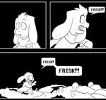  ! asriel_dreemurr black_and_white clothing comic dialogue duo fatz_geronimo flower long_ears monochrome plant robe undertale video_games 