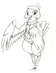  anthro avian beak bird black_and_white clothing eyelashes female hallia_haha hi_res mon311 monochrome poppy_opossum solo sweater 