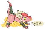  2016 claws facial_piercing female guarding horn kobold nose_piercing nose_ring pathfinder piercing pink_scales pixel-butts reptile scales scalie treasure zi-tei 