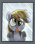  2016 chromaskunk colored derpy_hooves_(mlp) equine female feral friendship_is_magic fur glass hair hi_res hooves horse licking long_hair mammal mcsweezy my_little_pony on_glass pony solo tongue tongue_out underhoof 