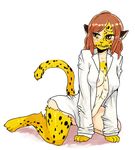  blush breasts cheetah chest_tuft claws clothed clothing crying feline female kneeling mammal miunu multi_breast nipples open_shirt solo tears transformation tuft yellow_eyes ムイヌ 