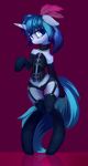  absurd_res arm_warmers clothing corset crossgender cutie_mark equine female friendship_is_magic garter_straps half-closed_eyes hi_res horn legwear looking_at_viewer mammal my_little_pony panties semi-anthro shining_armor_(mlp) simple_background smile solo stockings underwear unicorn vertiliago wide_hips 