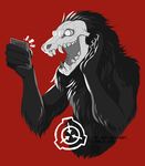  ambiguous_gender black_fur cellphone fur logo phone red_background scp-1471 scp_foundation selfie simple_background skull solo the-shy-guy-art 