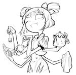  anthro arachnid arthropod black_and_white clothing croissant dress fangs female hair_bow hair_ribbon monochrome muffet multi_arm multi_eye multi_limb oh-onii one_eye_closed ribbons smile solo spider tea_cup tea_pot undertale video_games wink 