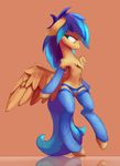  absurd_res arm_warmers chest_tuft clothing cutie_mark equine flash_sentry_(mlp) friendship_is_magic half-closed_eyes hi_res legwear mammal my_little_pony panties pegasus semi-anthro simple_background thigh_highs tuft underwear vertiliago wings 