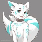  2016 canine fan_character fox hi_res male mammal multi_tail scarf senz smile 