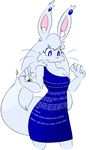  2016 alpha_channel anthro blue_eyes blue_screen_of_death blue_theme breasts clothing dress ear_piercing elpatrixf english_text female fur hair inner_ear_fluff jewelry kriyu lagomorph long_ears mammal piercing rabbit simple_background solo text transparent_background whiskers white_fur white_hair white_sclera 