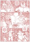  bear black_and_white campfire canine clearing clothing comic duo english_text erection forest furronika hi_res log male mammal monochrome nipples penis speech_bubble text tree wood 