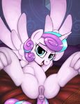  2016 absurd_res anatomically_correct anatomically_correct_pussy animal_genitalia animal_pussy anus dock equine equine_pussy female feral flurry_heart_(mlp) friendship_is_magic hair happy hi_res hooves horn legs_up looking_at_viewer lying mammal multicolored_hair my_little_pony on_back open_mouth presenting pussy selenophile solo spread_legs spreading two_tone_hair underhoof winged_unicorn wings young 