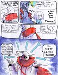 aftertale animated_skeleton blood bone clothed clothing comic dialogue english_text geno_sans_(aftertale)_(character) grin group human loverofpiggies male mammal protagonist_(undertale) scarf skeleton text undead undertale video_games wounded 