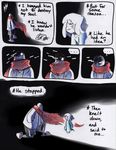  aftertale animated_skeleton blood bone clothed clothing comic dialogue english_text gaster_blaster geno_sans_(aftertale)_(character) grin human loverofpiggies male mammal protagonist_(undertale) scarf skeleton text undead undertale video_games 