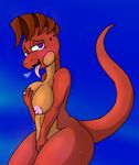  anthro blush breasts female hi_res iguana iguanasarecool lizard masturbation nipples open_mouth purple_eyes red_skin reptile scalie solo sweat tongue 