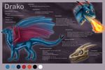  2016 absurd_res all_fours blue_body claws dragon drakoilex feral german_language german_text hi_res horn male model_sheet reptile scalie text wings 