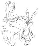  anthro balls big_penis bugs_bunny butt clothing david_siegl erection female fur lagomorph lola_bunny looney_tunes male male/female mammal nude open_mouth penis pussy rabbit warner_brothers 