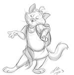  3_toes 4_fingers anthro anthrofied backpack bow cat disney ehh123 eyes_closed feline female mammal marie sassy sketch solo standing the_aristocats toes whiskers 