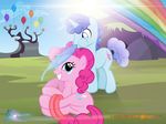  2015 balloon bdsm blue_fur bondage bound cloud duo earth_pony equine female feral friendship_is_magic fur grass hair horn horse looking_at_viewer male mammal mountain multicolored_hair my_little_pony nightmaremoons outside party_favor_(mlp) patreon pink_fur pink_hair pinkie_pie_(mlp) pony presenting rainbow sky smile tree two_tone_hair unicorn 