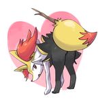  &lt;3 abe_(pixiv) all_fours bent_over black_fur braixen canine digitigrade feet female fox fur inner_ear_fluff looking_back mammal nintendo open_mouth pointy_ears pok&eacute;mon red_eyes red_fur red_nose stick twig video_games white_fur yellow_fur 