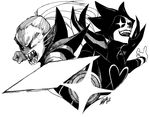  &lt;3 armor cannon female fish g0966 machine male marine melee_weapon mettaton mettaton_neo monochrome monster polearm ranged_weapon robot simple_background spear undertale undyne undyne_the_undying video_games weapon white_background 