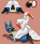 anthro balls big_breasts blue_fur breasts canine cowgirl_(disambiguation) cum cum_inside duo erection female fur lucario male male/female mammal nintendo nipples nude nukenugget penetration penis pok&eacute;mon pussy red_eyes sex simple_background slightly_chubby smile thick_thighs vaginal video_games zangoose 