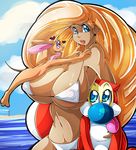  &lt;3 anthro beach beauty_mark big_breasts bikini blonde_hair blue_eyes breasts canine cat chihuahua clothed clothing dog erect_nipples feline female freckles hair hi_res huge_breasts human long_hair male mammal nipples ren_and_stimpy ren_hoek saliva seaside skimpy stimpy suddenhack swimsuit tongue tongue_out 