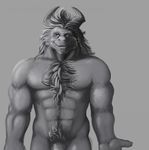  abs anthro barazoku dragon father graelthrimm hi_res horn male muscular nude parent pecs penis purple_eyes solo 